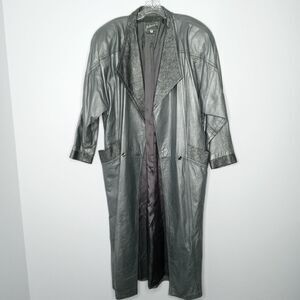 Vintage Rare 80s Juliana's silver long leather coat size small